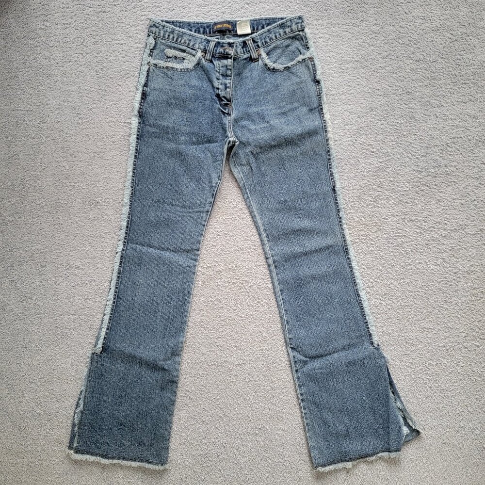 Women's Retro Y2K/Festival-Style Armor Jeans Open Flare Stretch Jeans EUC